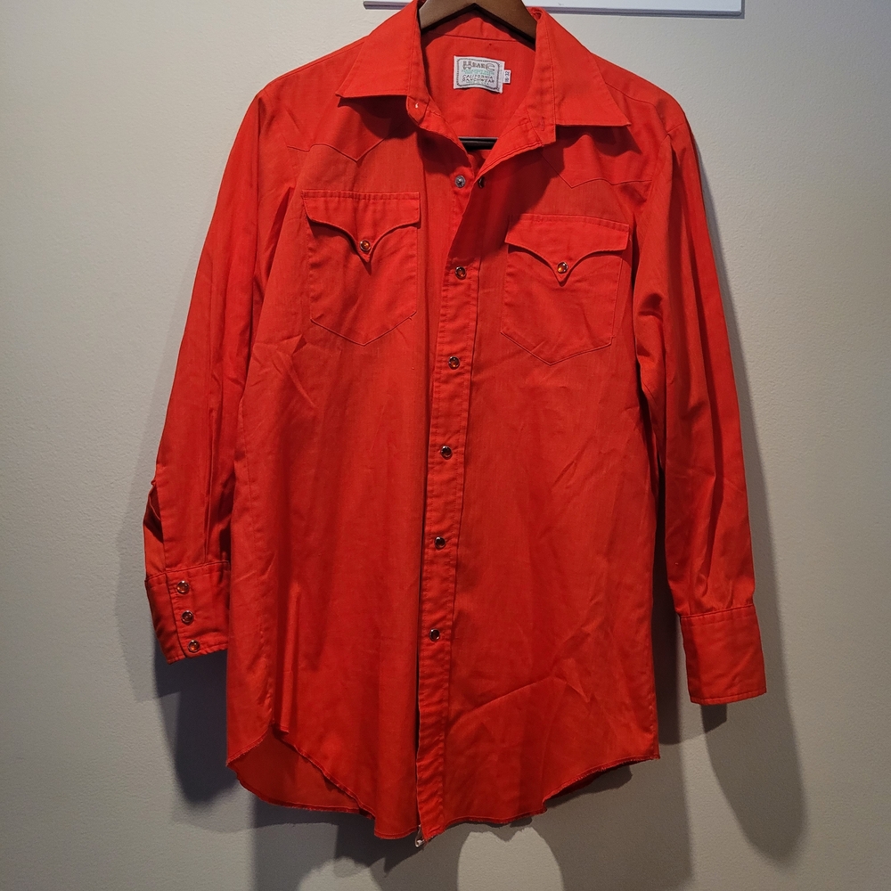 Men's H Bar C Vintage Red Pearl Buttoned Button-Up Shirt Size 16-32